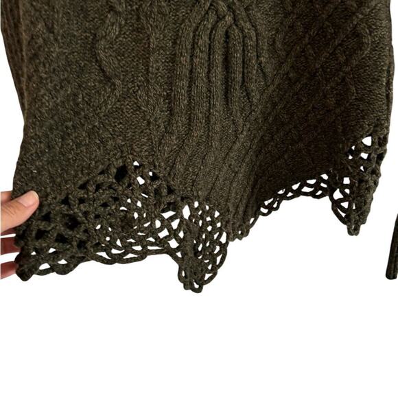 Anthropologie Shrunk Wool Sweater Button Shoulder Olive Green Cottagecore S - Picture 7 of 8